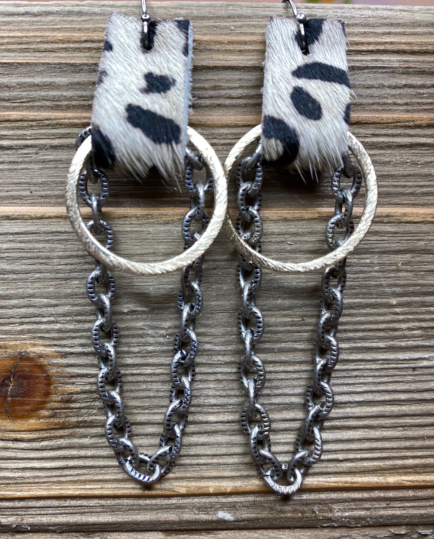 Worthy Earrings Black and White Cheetah