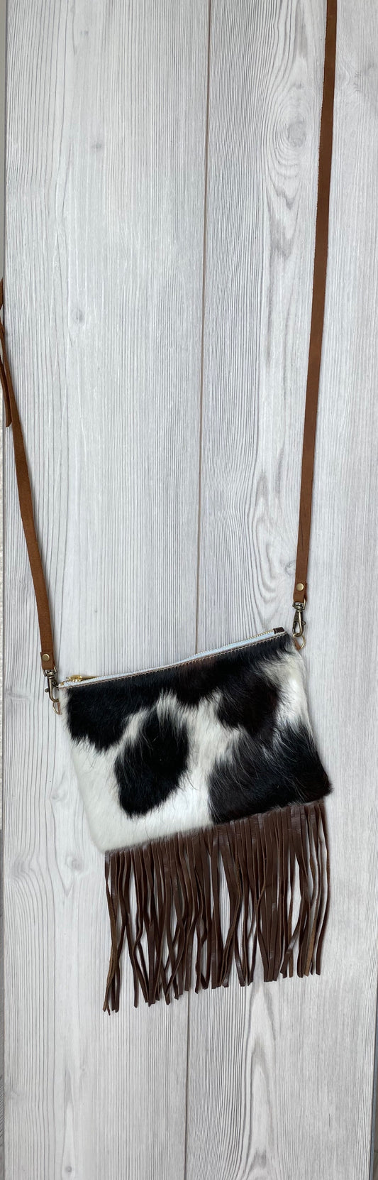 Leather crossbody with fringe