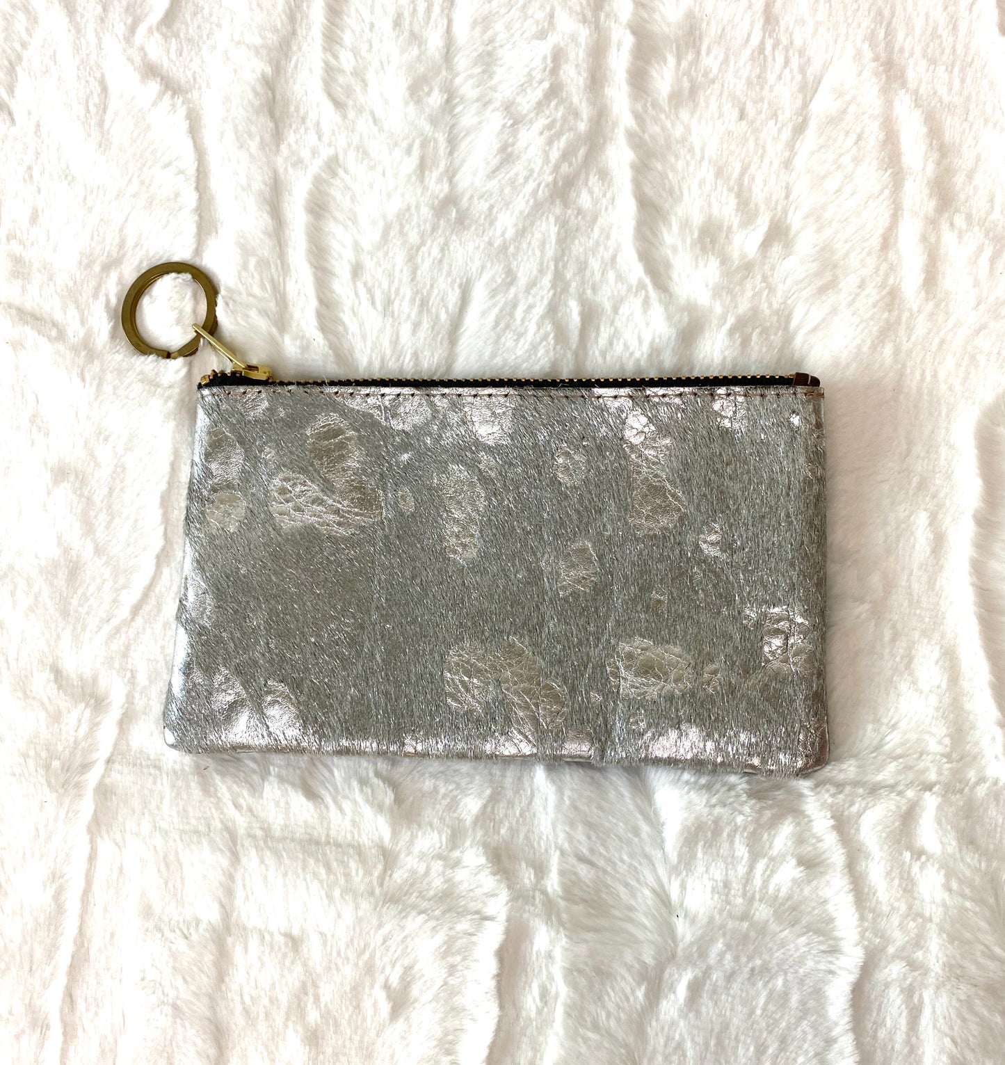 Leather zip pouch