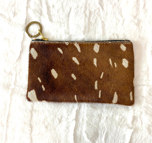 Leather zip pouch