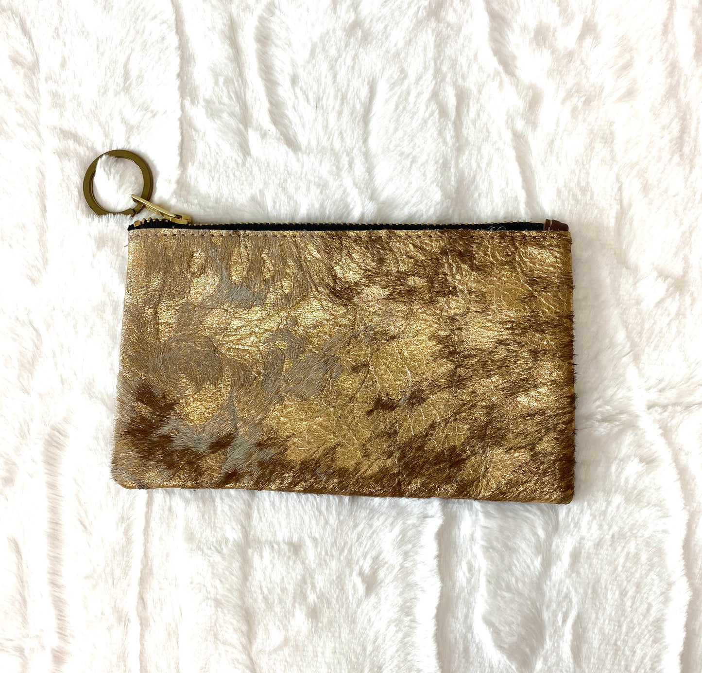 Leather zip pouch